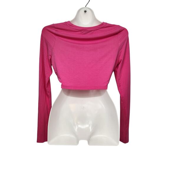 I.AM.GIA. Pink Bamboo Long Sleeve Stretchy Embroidered Gia Cropped Top Women XL - Picture 8 of 8
